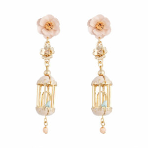 & Pastel Flower Birdcage Earrings