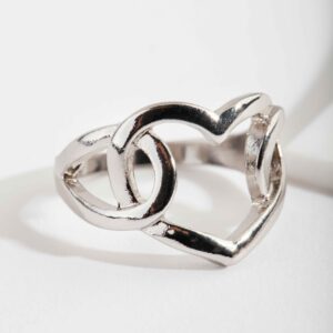 Rhodium Intertwined Heart Ring