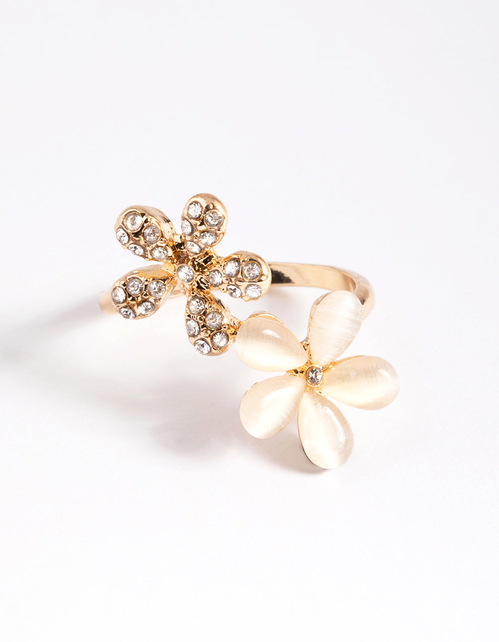 & Cateye Flower Ring