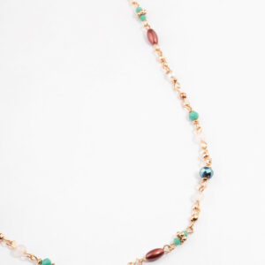 Mixed Facet Beaded Long Necklace