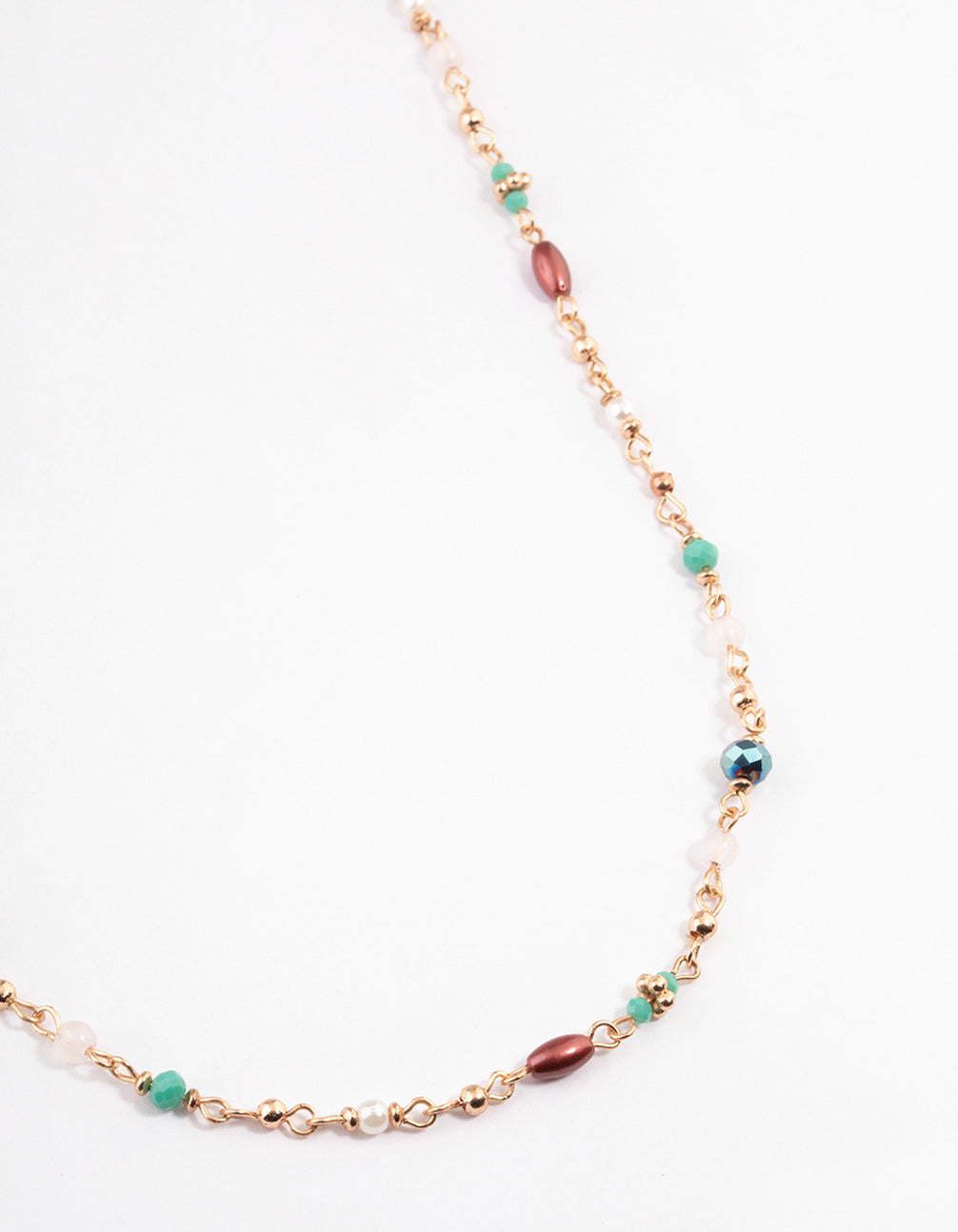 Mixed Facet Beaded Long Necklace