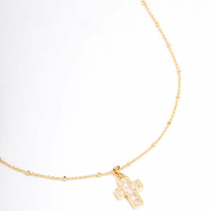 Cubic Zirconia Cross Ball Necklace