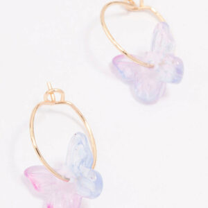 Rose Butterfly Hoop Earrings