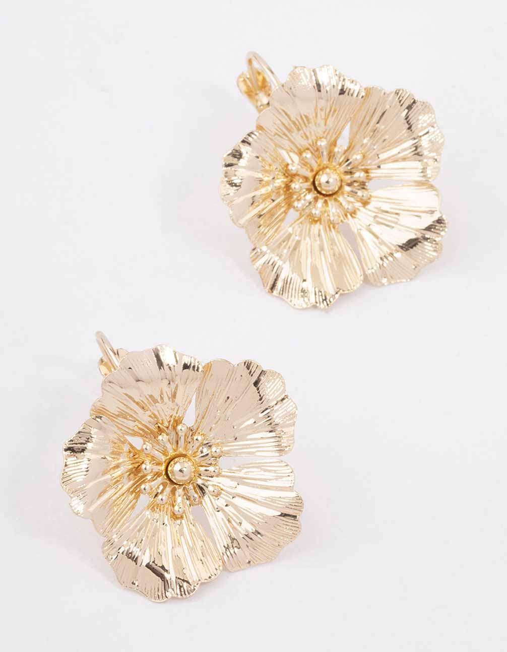 Textured Flower Hoop Earrings