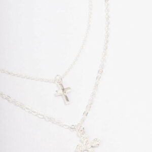 Mixed Texture Cross Necklace