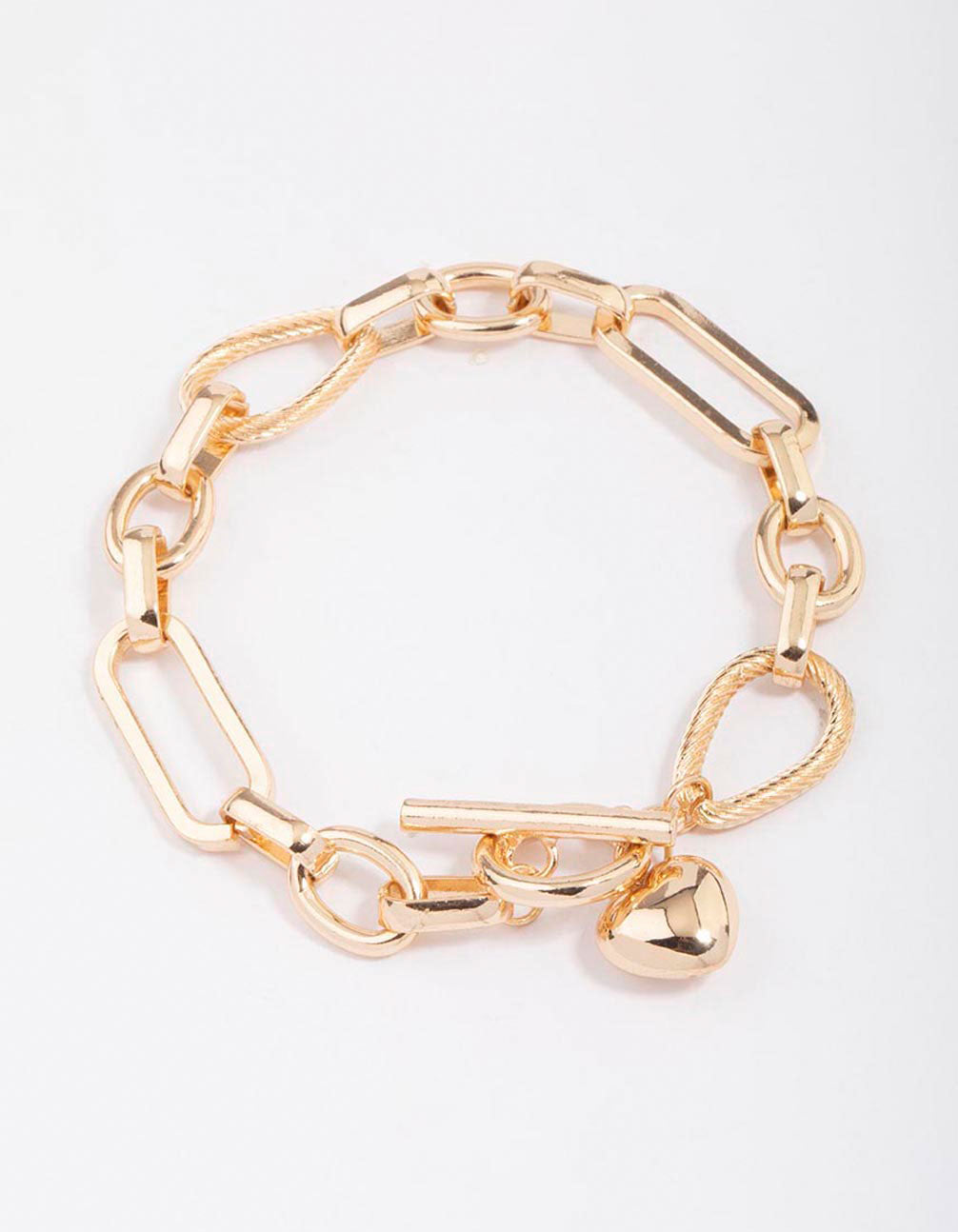Link Heart T&O Chain Bracelet