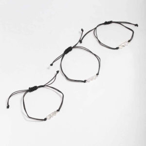 Black Cord Heart Bracelet 3-Pack