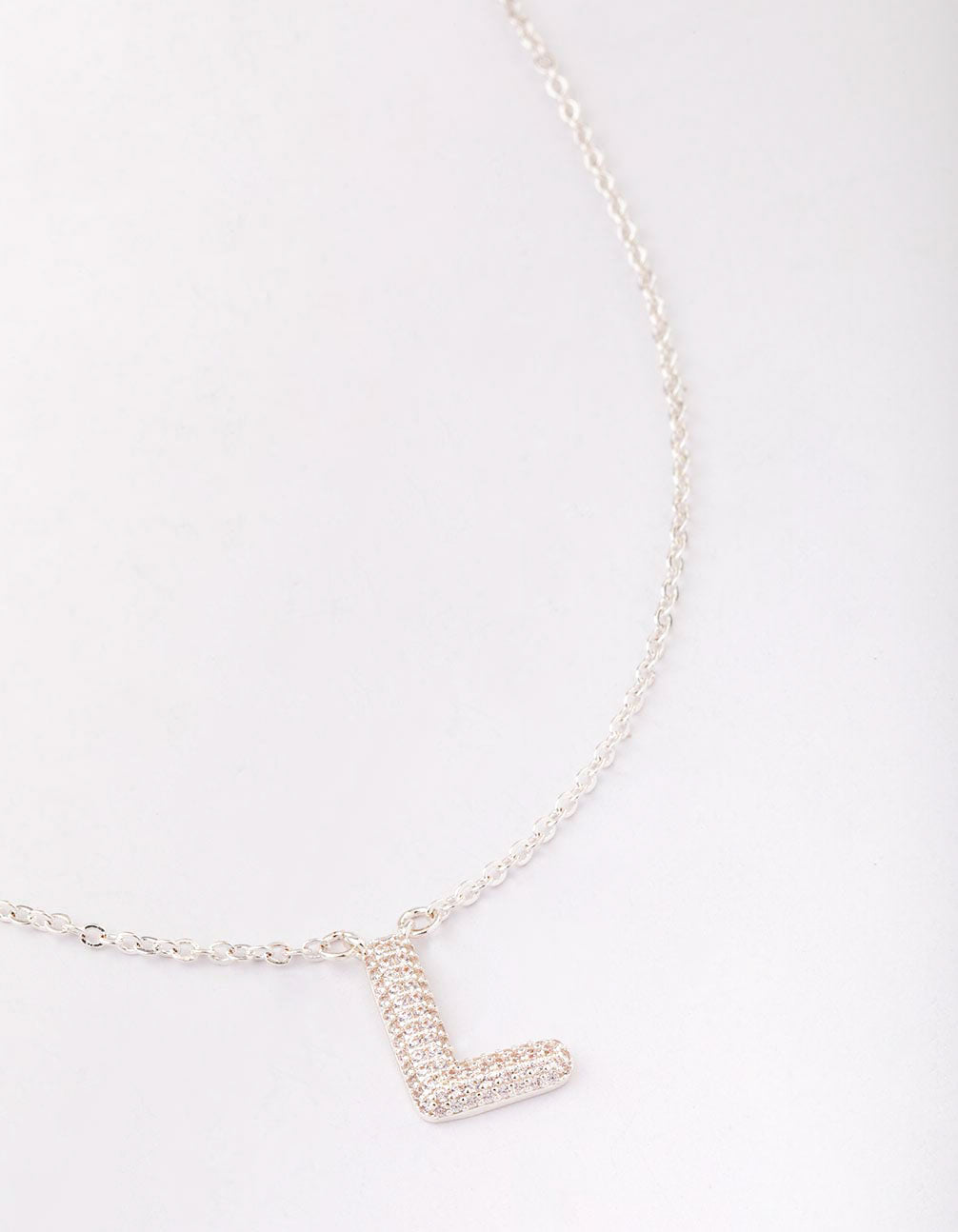 Letter L Pave Pendant Initial Necklace
