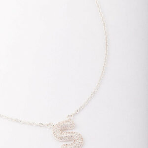 Letter S Pave Pendant Initial Necklace