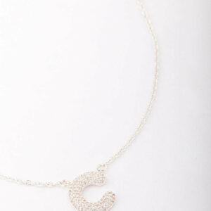 Letter C Pave Pendant Initial Necklace