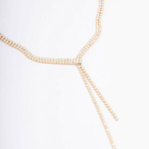 Ribbon Cubic Zirconia Lariat Necklace