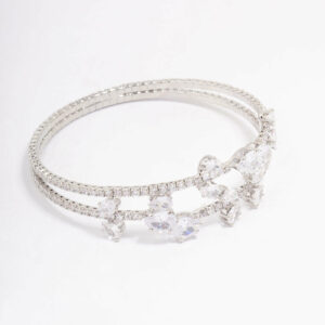 Rhodium Leaf Layered Bangle