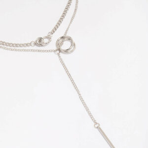 Rhodium Layered Circle Necklace
