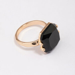 Emerald-Cut Black Stone Ring