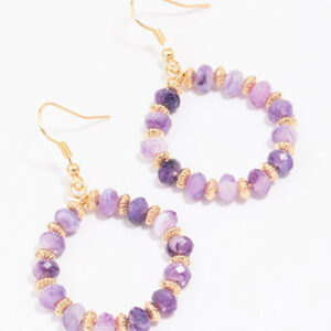 Wire Pear Beaded Earrings