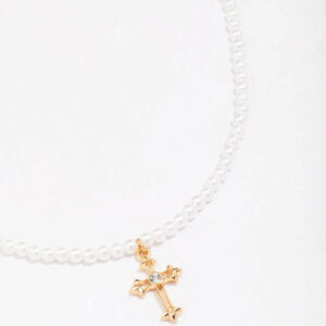 Pearl Cross Pendant Necklace