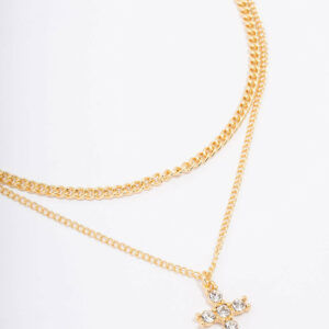 Cross Layered Curb Necklace
