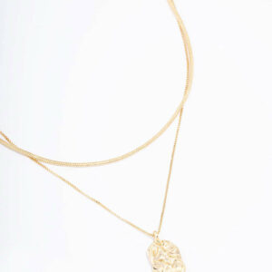 Hammered Rectangular Layered Necklace