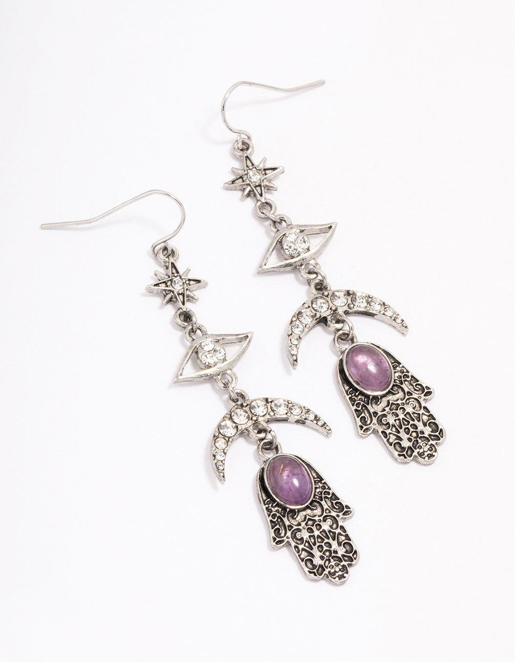 Antique Hasma & Moon Earrings