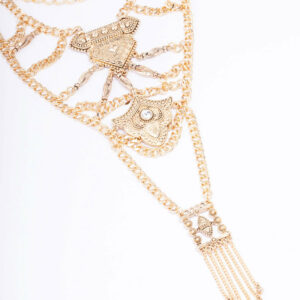 Elaborate Detailed Chain Statement Necklace