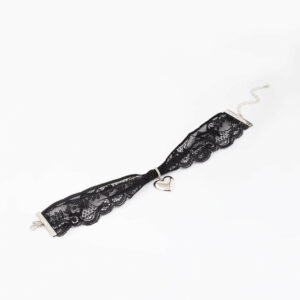Rhodium Lace Heart Choker Necklace