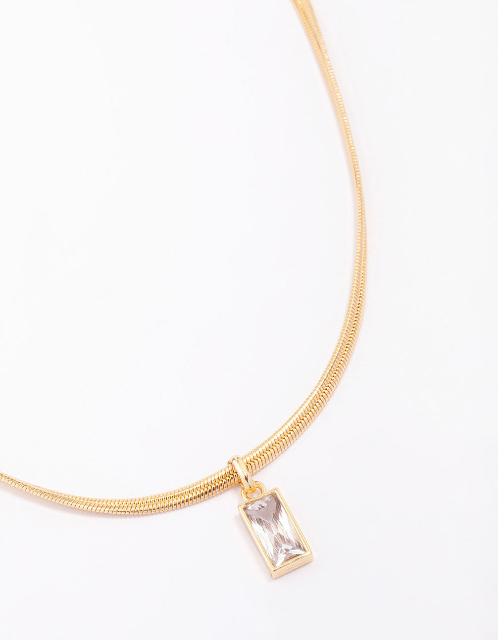 Classic Cubic Zirconia Baguette Pendant Necklace