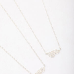 Cubic Zirconia Interlinked Heart Pendant Necklace Pack