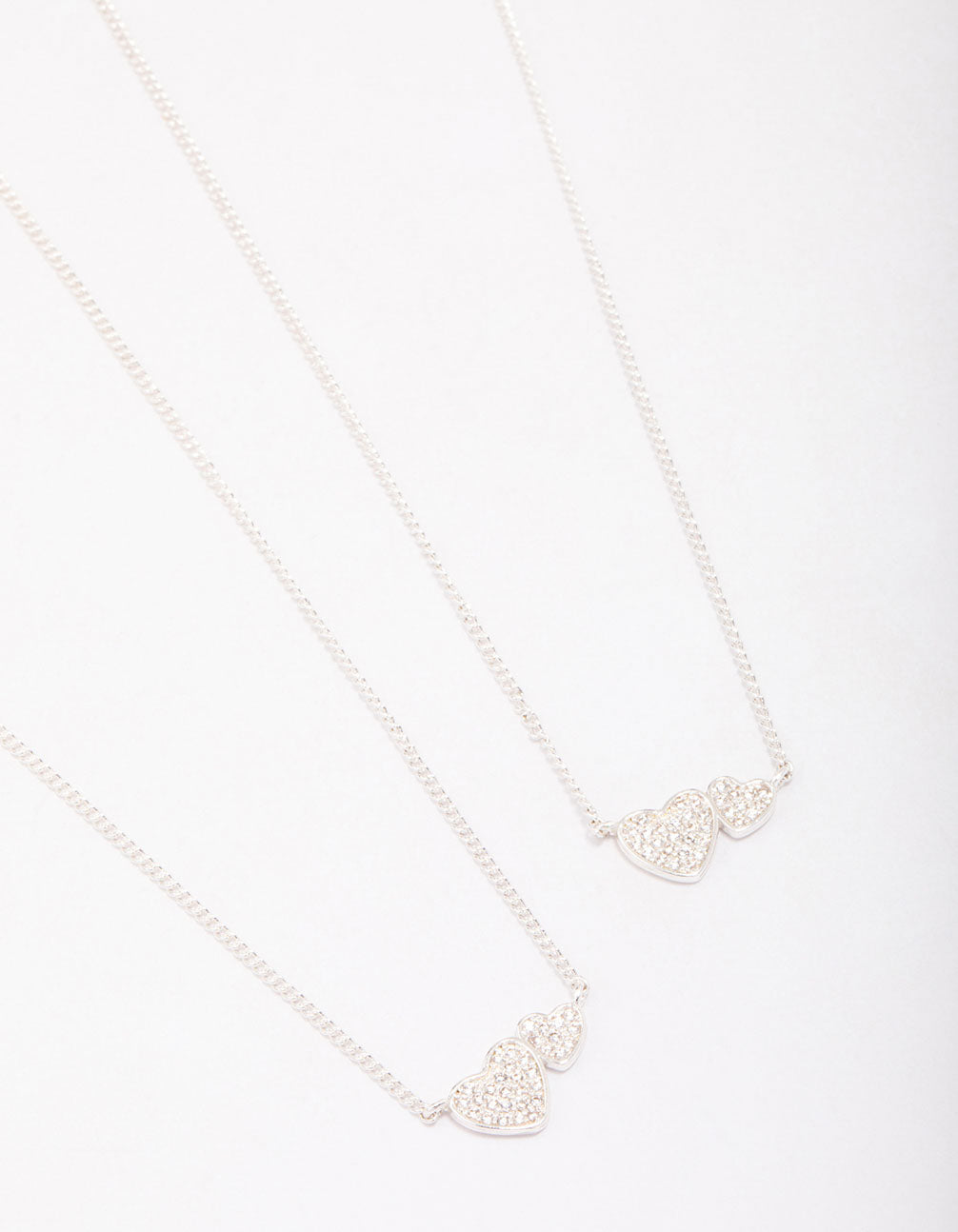 Cubic Zirconia Interlinked Heart Pendant Necklace Pack