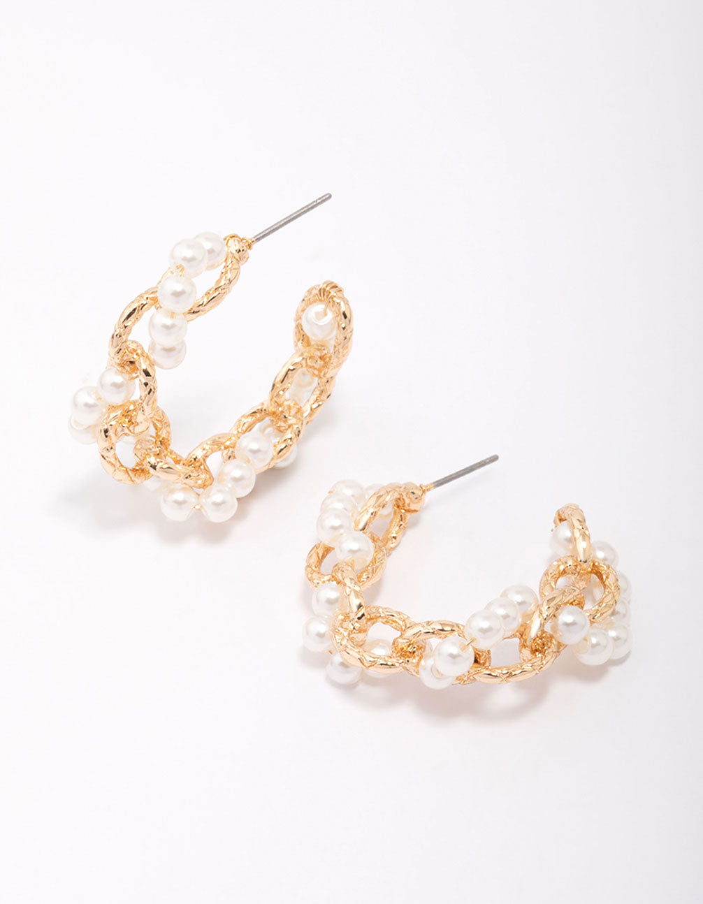 Interlocking Pearl Hoop Earrings