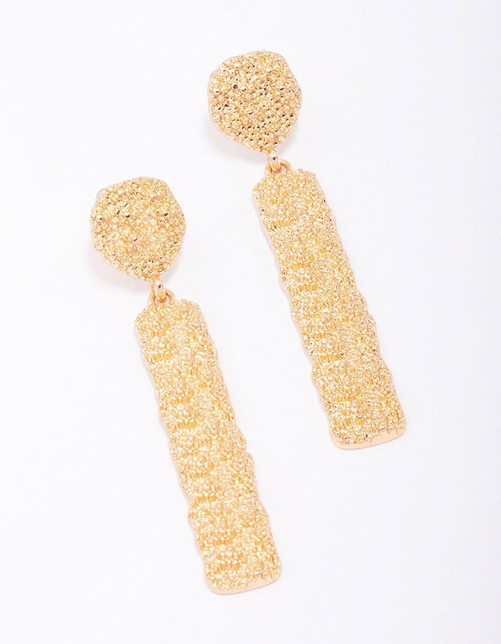 Long Rectangular Textured Drop Earrings