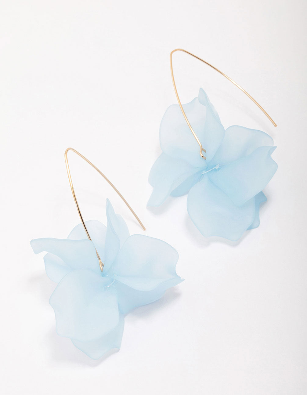 Blue Frosted Flower Drop Earrings
