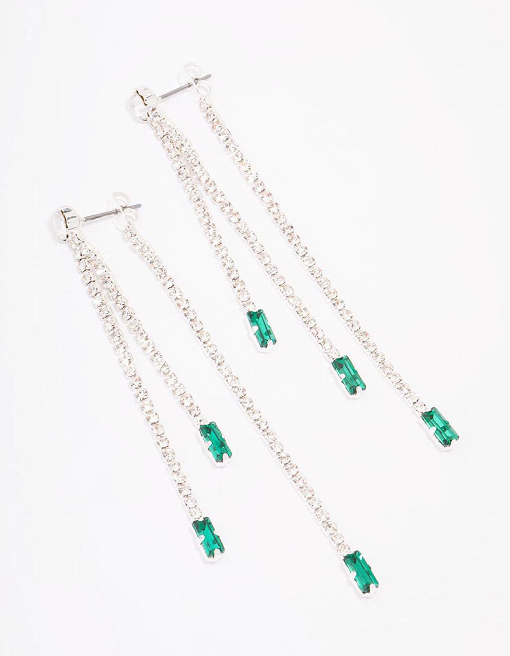 Triple Row Emerald Drop Earrings