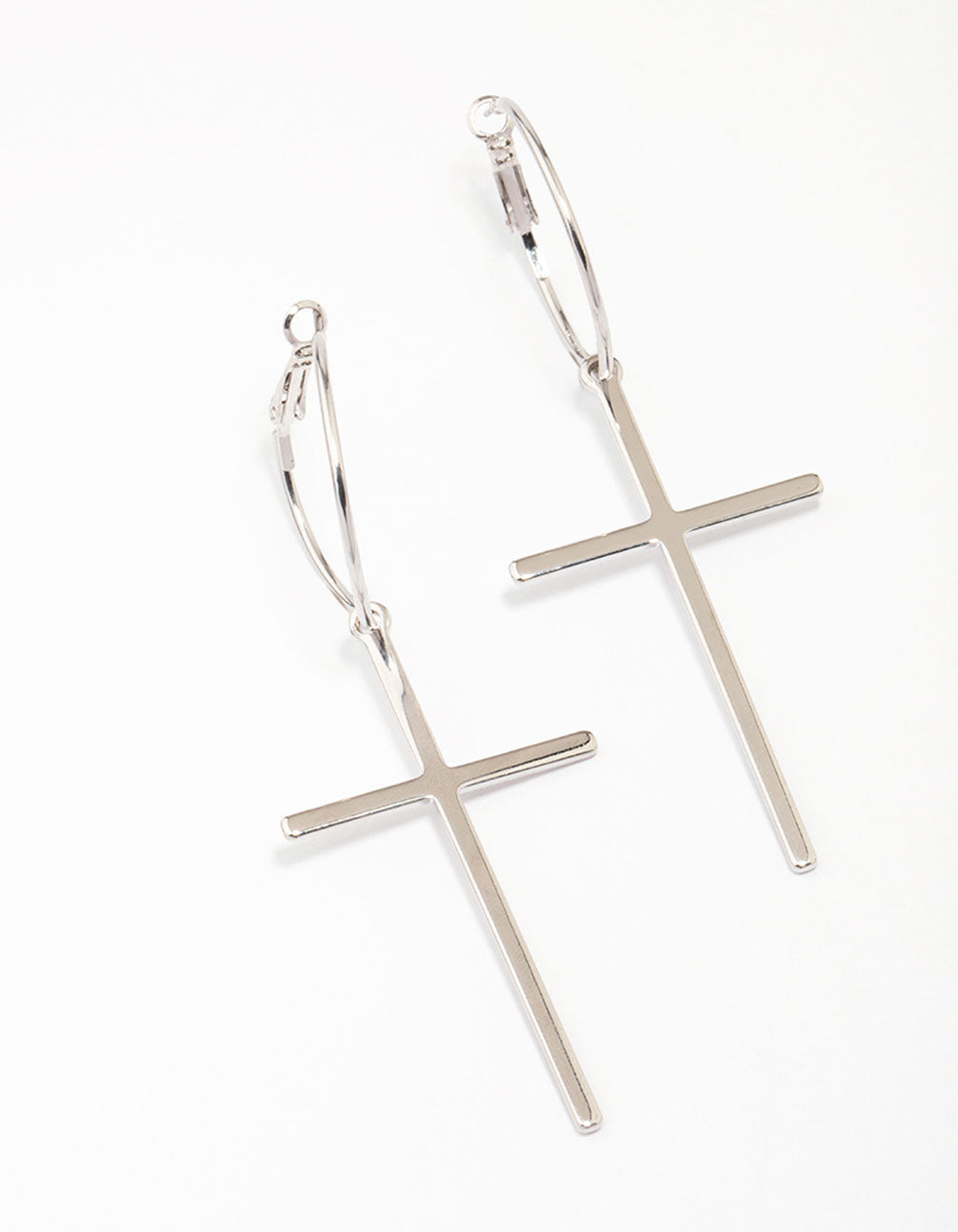 Rhodium Luxe Cross Hoop Earrings