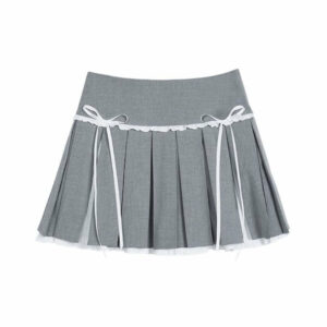 Soft bow lace patchwork skirt